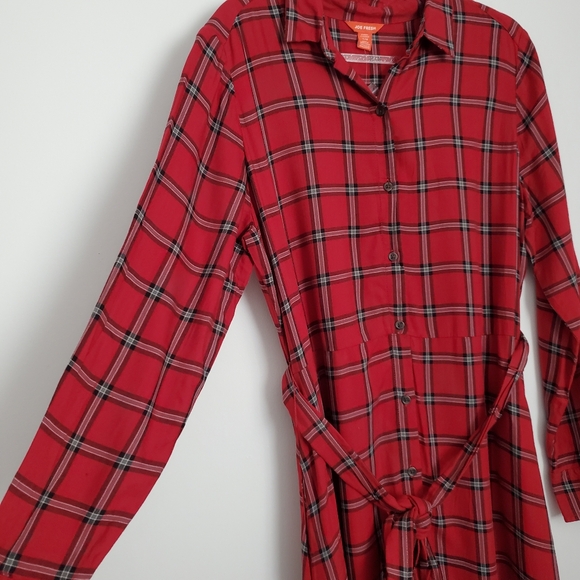 🆕️Red Plaid LS Dress Size Large - Picture 2 of 6